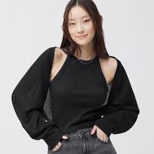 Japan GU Women 2 Piece Bolero Cardigan (Long Sleeve), Color: Black