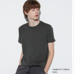 Uniqlo Men's Dry Crew Neck Short Sleeve T-Shirt, Color: Black - Clothing Size (INT)-M