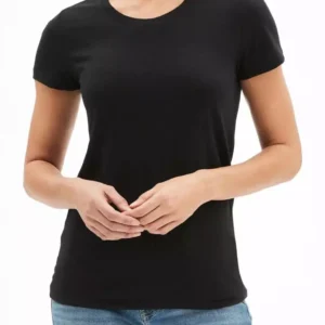 USA Gap Women Favorite Crewneck T-Shirt, Black Shimmer Shine, Size: M