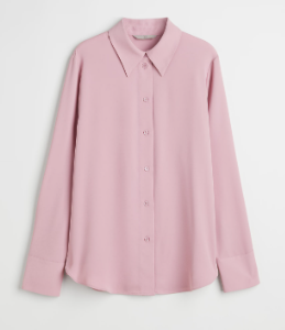 BKK H&M Pointed-Collar Shirt, Color: Powder Pink - Clothing-XL