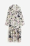 BKK H&M Women Collared dress, Color:Light yellow/Floral, Size: XS