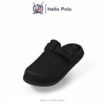 BKK Hello polo unisex open toe slippers, Color: Black