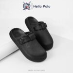 BKK Hello polo unisex open toe slippers, Color: Black