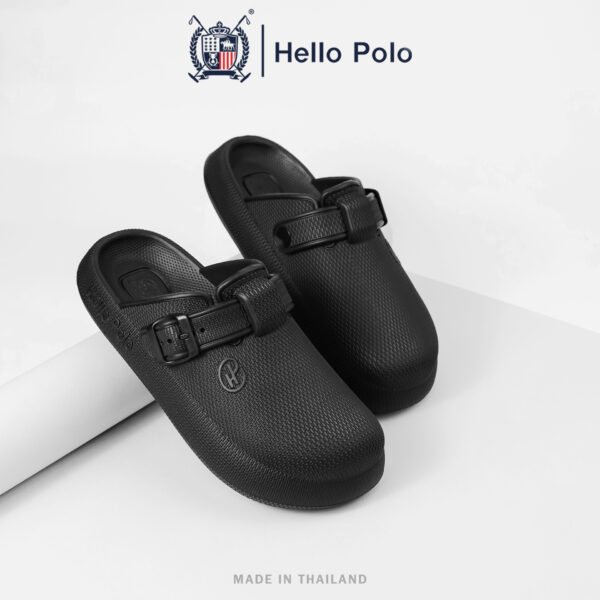 BKK Hello polo unisex open toe slippers, Color: Black