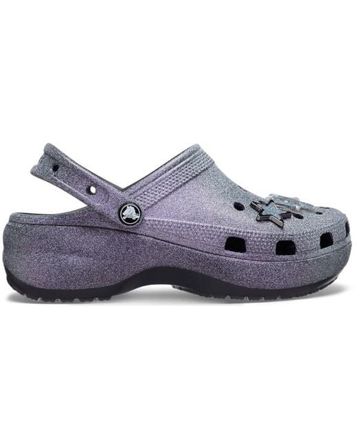 Crocs Classic Platform Clog, Iridescent Glitter Embellished Clog, Color: Multi Glitter