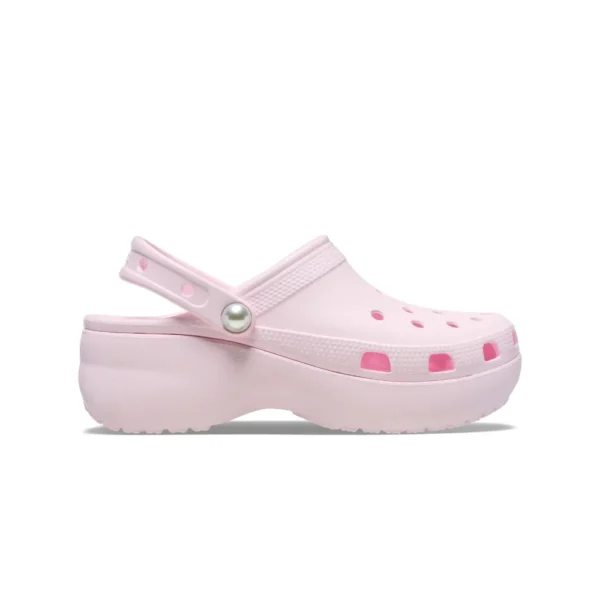 Crocs Classic Platform Pearl Clog, Color: Pink Milk